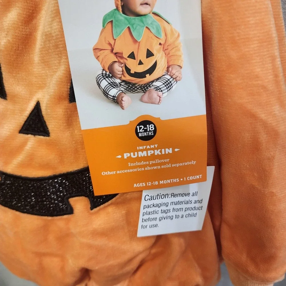 Hyde and EEK Boutiq Infant Pumpkin Halloween Costume Hooded Pullover 12-18M NEW